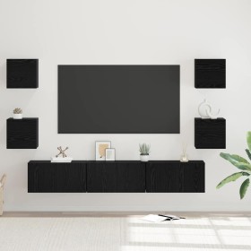 Conjunto de mueble de TV Montaje en la pared 7 pcs Roble negro