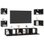 Conjunto de mueble de TV Montaje en la pared 7 pcs Roble negro