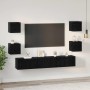 Conjunto de mueble de TV Montaje en la pared 7 pcs Roble negro