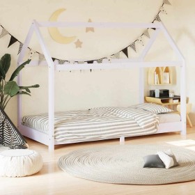 Estructura de cama infantil madera maciza pino blanco 80x160 cm