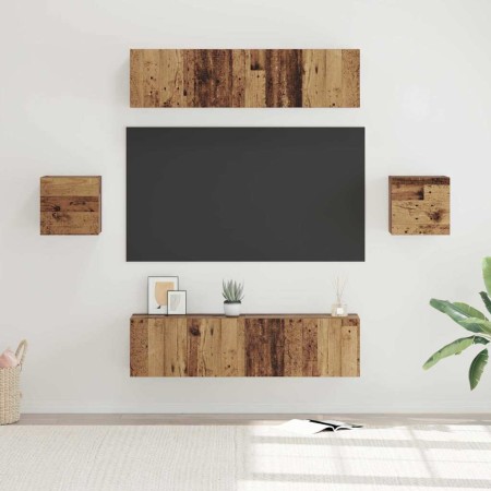 Conjunto de mueble de TV 6 pcs Madera vieja 60 x 30 x 30 cm