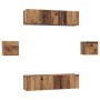 Conjunto de mueble de TV 6 pcs Madera vieja 60 x 30 x 30 cm