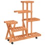 Soporte de flores con ruedas madera maciza abeto 95x25x101 cm