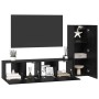 Conjunto de mueble de TV 3 pcs Roble negro Madera contrachapada