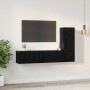 Conjunto de mueble de TV 3 pcs Roble negro Madera contrachapada