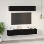 Conjunto de mueble de TV Montaje en la pared 5 pcs Roble Negro