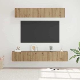 Juego de muebles de TV Montaje en la pared 5 pcs Roble artisan