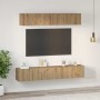Juego de muebles de TV Montaje en la pared 5 pcs Roble artisan