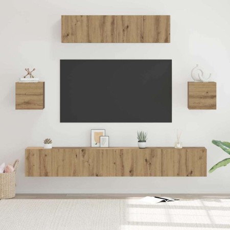 Conjunto de mueble de TV 7 pcs Roble artisan 80 x 30 x 30 cm