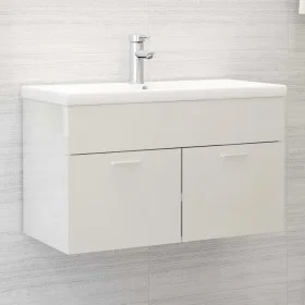 Möbel mit Waschbecken aus glänzendem weißem Ingenieurholz von vidaXL, Badezimmermöbel - Ref: Foro24-3071285, Preis: 210,87 €,...