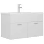 Möbel mit Waschbecken aus glänzendem weißem Ingenieurholz von vidaXL, Badezimmermöbel - Ref: Foro24-3071285, Preis: 210,87 €,...