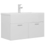 Möbel mit Waschbecken aus glänzendem weißem Ingenieurholz von vidaXL, Badezimmermöbel - Ref: Foro24-3071285, Preis: 227,40 €,...