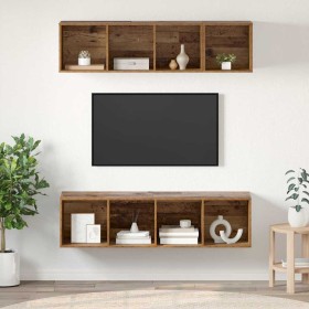 Juego de muebles de TV 3 pcs Madera vieja Madera contrachapada