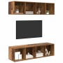 Juego de muebles de TV 3 pcs Madera vieja Madera contrachapada