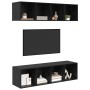 Juego de muebles de TV 3 pcs Roble negro Madera contrachapada