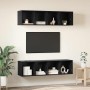 Juego de muebles de TV 3 pcs Roble negro Madera contrachapada