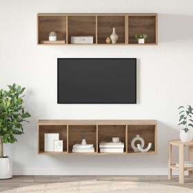 Juego de muebles de TV 3 pcs Roble artisan Madera contrachapada