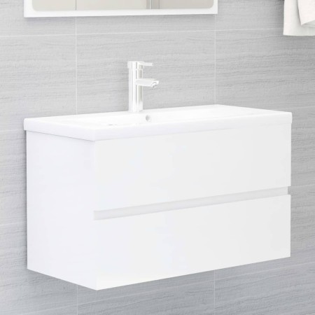 Glänzend weißer Holzwerkstoffschrank mit Spüle von vidaXL, Badezimmerwaschtische - Ref: Foro24-3071645, Preis: 255,88 €, Raba...