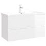 Glänzend weißer Holzwerkstoffschrank mit Spüle von vidaXL, Badezimmerwaschtische - Ref: Foro24-3071645, Preis: 255,88 €, Raba...