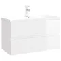 Mueble con lavabo madera de ingeniería blanco brillo de vidaXL, Tocadores de baño - Ref: Foro24-3071645, Precio: 236,12 €, De...