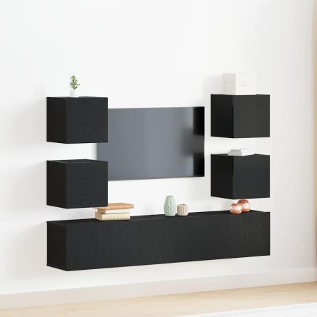 Gabinete de TV 6 pcs Negro 160 x 30 x 30 cm