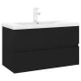 Schwarzer Holzwerkstoffschrank mit Waschbecken von vidaXL, Badezimmerwaschtische - Ref: Foro24-3071640, Preis: 233,24 €, Raba...