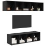 Conjunto de mueble de TV 4 pcs Roble negro 37 x 37 x 142.5 cm