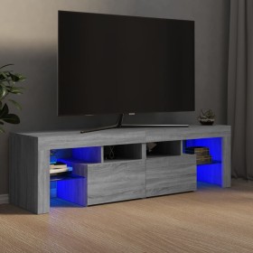 Mueble de TV con luces LED gris Sonoma 140x36,5x40 cm