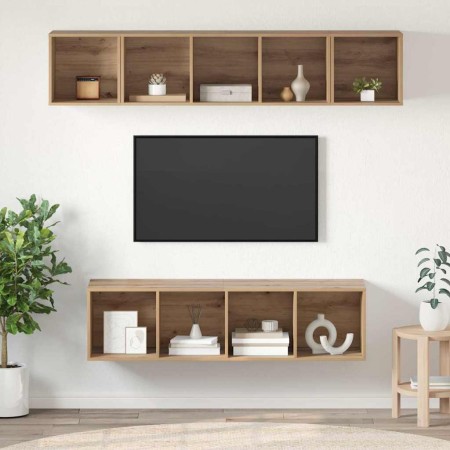 Conjunto de mueble de TV 4 pcs Roble artisan 37 x 37 x 142.5 cm