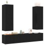 Conjunto de Muebles de TV de 4 Piezas en Madera de Roble Negro