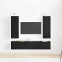 Conjunto de Muebles de TV de 4 Piezas en Madera de Roble Negro
