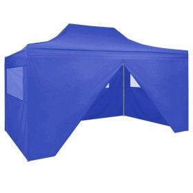 Carpa plegable profesional con 4 paredes acero azul 3x4 m