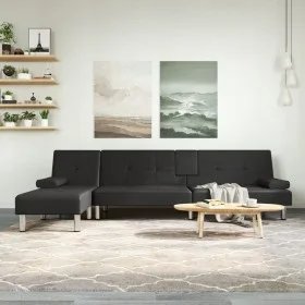 L-förmiges Schlafsofa aus schwarzem Kunstleder, 255 x 140 x 70 cm von vidaXL, Sofas - Ref: Foro24-3157265, Preis: 465,03 €, R...