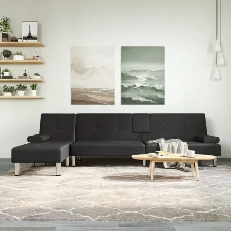 L-förmiges Schlafsofa aus schwarzem Kunstleder, 255 x 140 x 70 cm von vidaXL, Sofas - Ref: Foro24-3157265, Preis: 465,03 €, R...