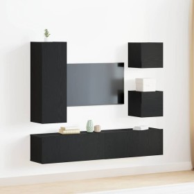 Juego de Armario para TV 6 pcs Roble negro 160 x 30 x 30.5 cm