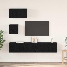 Conjunto de mueble de TV 4 pcs Roble negro 80 x 30 x 30 cm