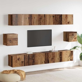 Conjunto de mueble de TV 6 pcs Madera vieja 100 x 30 x 30 cm