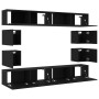 Juego de mueble para TV de 6 piezas - Montado en la pared