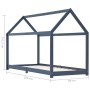 Estructura de cama infantil madera maciza pino gris 90x200 cm