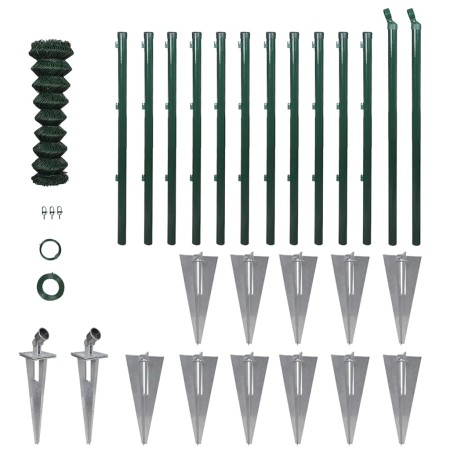Valla metálica con estacas postes acero galvanizado 1,0x25 m