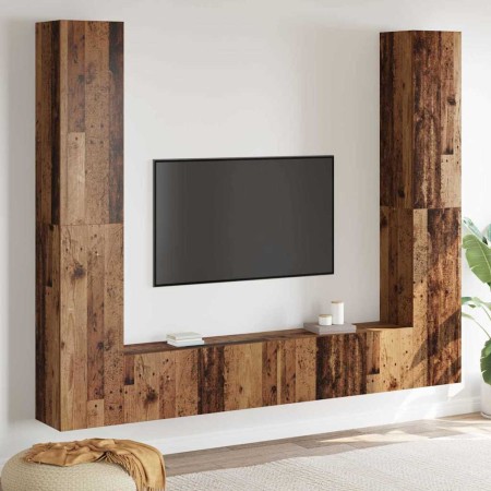 Gabinete de TV 6 pcs Marrón 221 x 30 x 180 cm
