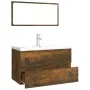 Badezimmermöbelset aus geräuchertem Eichensperrholz von vidaXL, Badezimmermöbel - Ref: Foro24-3120351, Preis: 221,36 €, Rabat...
