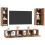 Conjunto de mueble de TV 5 pcs Madera vieja 30.5 x 30 x 90 cm