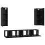 Conjunto de mueble de TV Montaje en la pared 5 pcs Roble negro