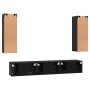 Conjunto de mueble de TV Montaje en la pared 5 pcs Roble negro