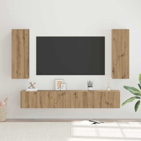 Conjunto de mueble de TV 4 pcs Roble artisan 30.5 x 30 x 90 cm
