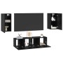 Conjunto de mueble de TV Montaje en la pared 4 pcs Roble negro