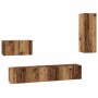 Mueble de TV de Pared 4 pcs Madera vieja 200 x 30 x 30 cm