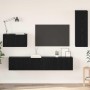 Mueble de TV de Pared 4 pcs Roble negro 200 x 30 x 30 cm