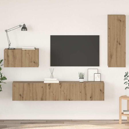 Mueble de TV de Pared 4 pcs Roble artisan 200 x 30 x 30 cm